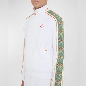 Casablanca Tennis Club Men’s Futuro Laurel White Zipped Track Jacket Size Small